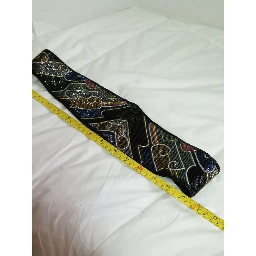 Vtg Hand Made Heavy Beaded Belt NEW Boho Evening 33' Long Retro 90's Y2k Festivl